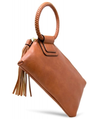 Fashion Handcufee Tassel Wristlet Clutch JYM-0346 BROWN